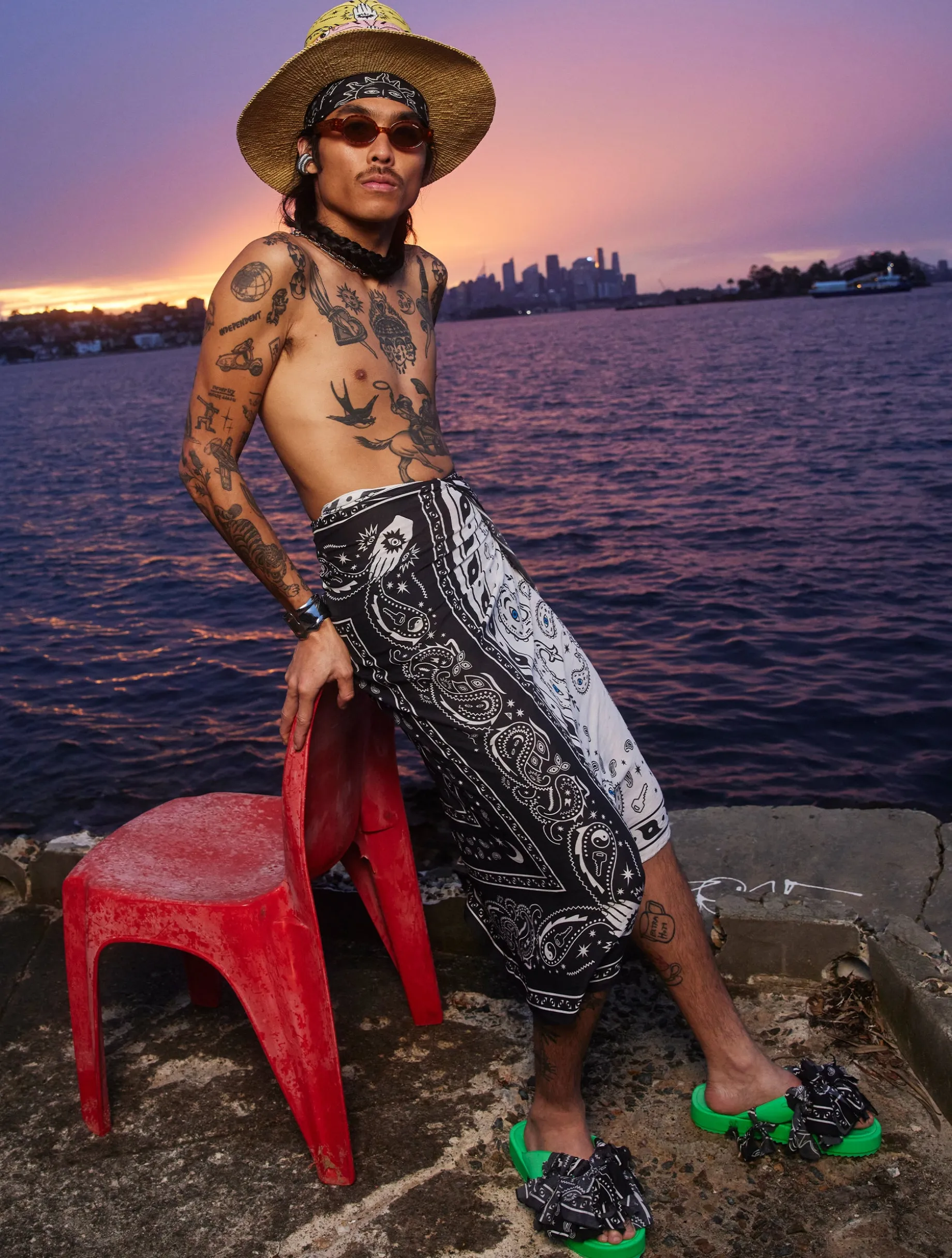 Black White Bandana Sarong