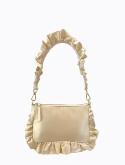 Frilled Satin Bag - Blanc