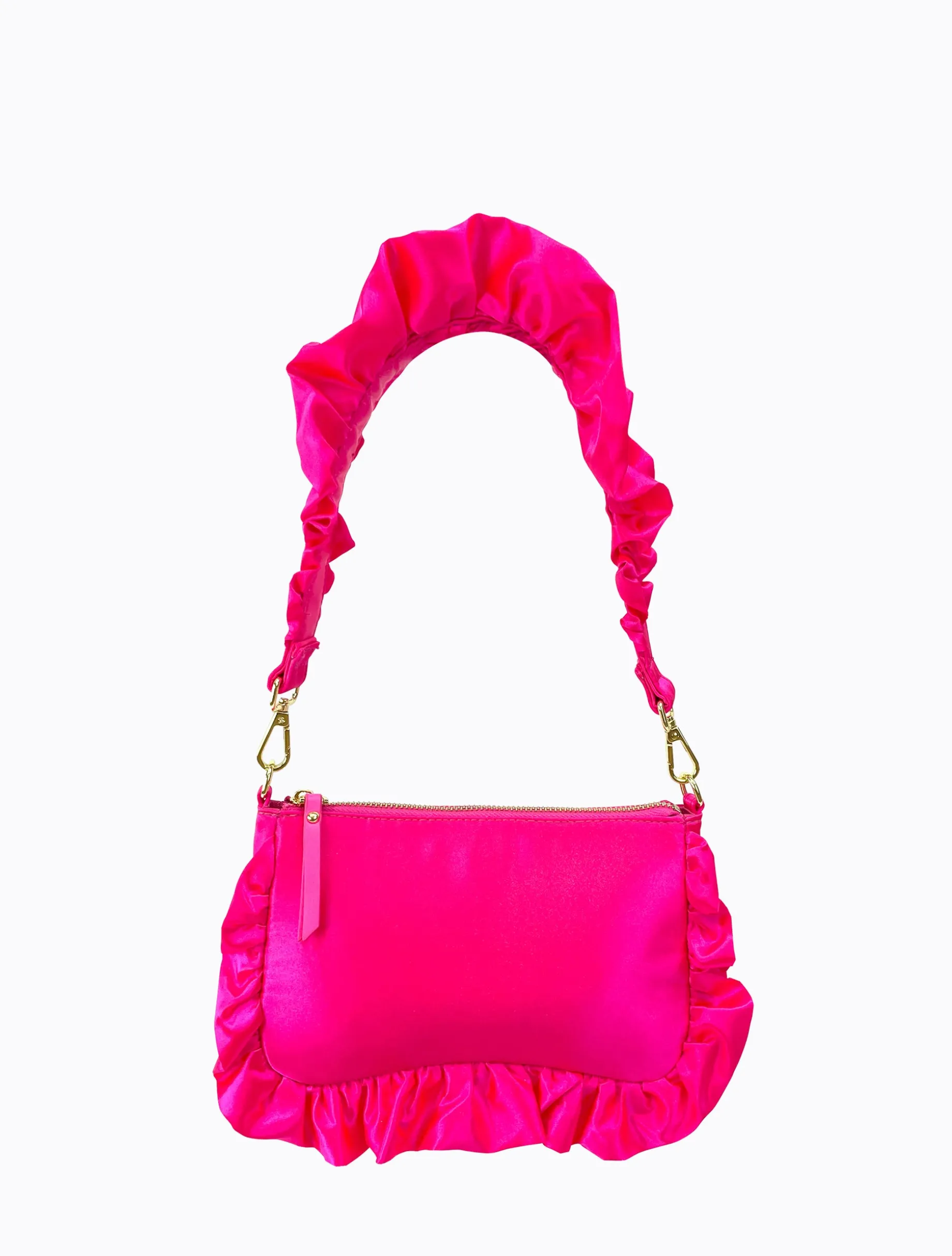 Frilled Satin Bag - Hot Pink