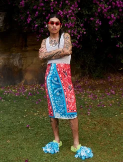 Red Blue Bandana Sarong