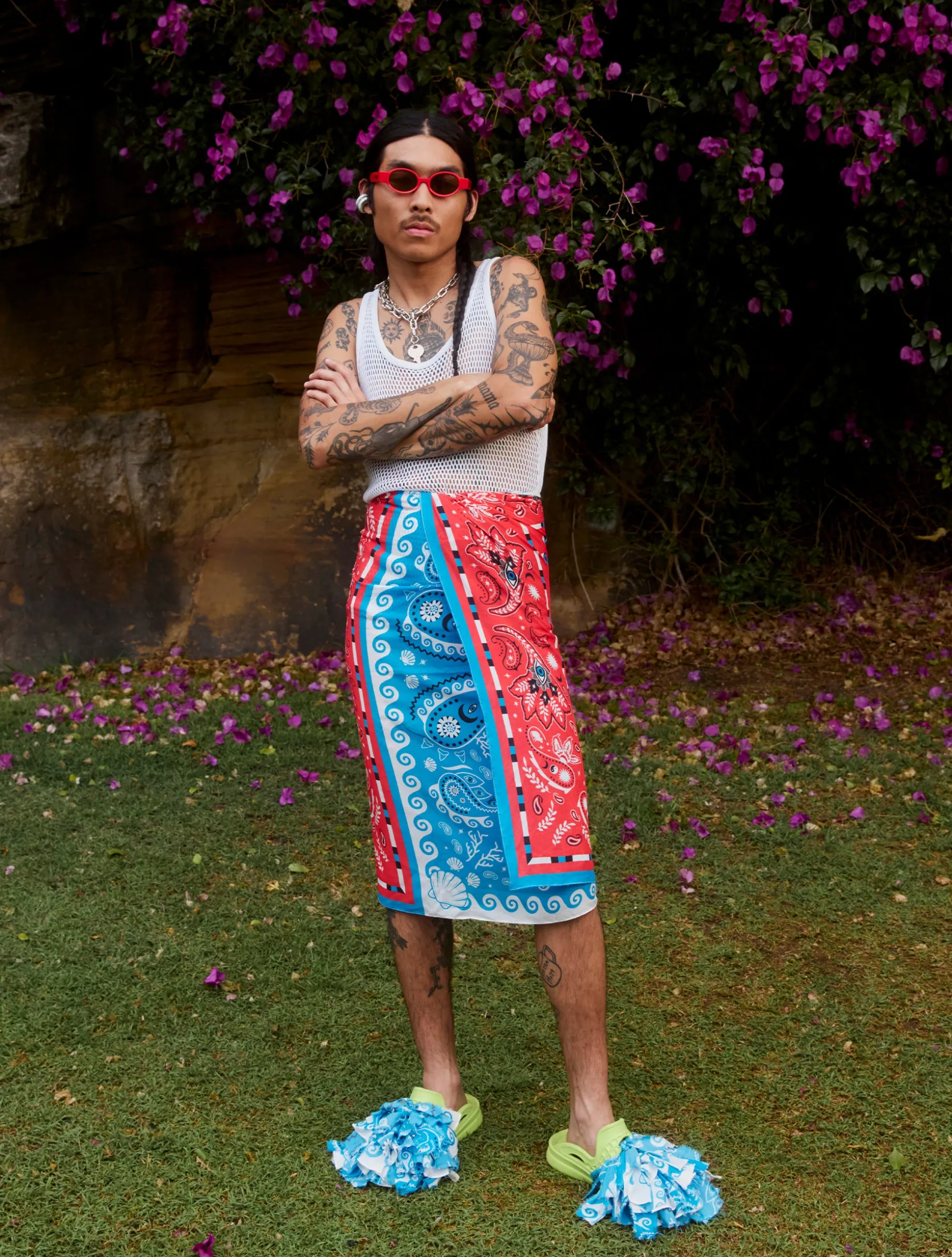 Red Blue Bandana Sarong