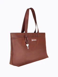 Winnie Laptop Tote - Mahogany / Wasabi